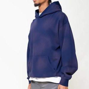 Nueva moda de algodón mezclado Boxy Fit Sun Fade Pullover sudaderas con capucha Kangaroo Pocket Street Fashion Sun Faded Hooded - Product Image 4