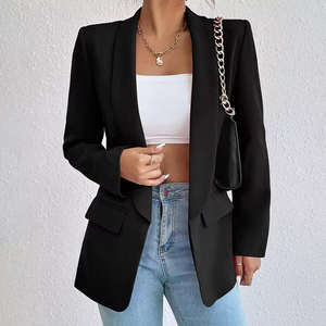 Chaquetas de Mujer Personalizadas, Abrigos de Primavera, Trajes Casuales Sólidos, Cuello en V, Manga Larga, Oficina, Blazer de Poliéster de Un Solo Pecho - Product Image 5