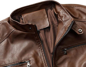 Veste en cuir à manches longues pour hommes, design personnalisé, col montant, bon rapport qualité/prix, tissu en toile de haute qualité, état neuf - Product Image 3