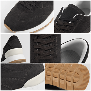 Sneakers Casual da <span class=keywords><strong>Donna</strong></span> in Camoscio Marrone Scuro con Lacci, Suola Bianca in Gomma, Comode e Antiscivolo per Camminare - Product Image 3