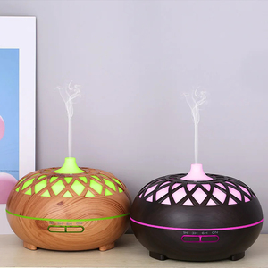 500ml Wood Grain Ultrasonic <b>Essential</b> <b>Oil</b> <b>Diffuser</b> with Cut-Out Design 7 Color LED Light and Timer - Product Image 1