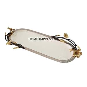 ถาดเสิร์ฟโลหะทรงรีเคลือบแป้งสีขาวมีหูจับดีไซน์เนอร์ชั้นเยี่ยมหรูหรา - Product Image 4