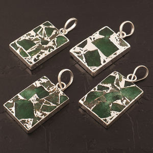 Wholesale Mohave Emerald Copper Turquoise DIY Pendant Silver Electroplating Edged Fashion Jewelry Designer Components - Product Image 2
