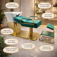 Fauteuil de lavage professionnel de luxe pour salon de coiffure avec bac en céramique, design ergonomique pour usage en institut de beauté et spa
