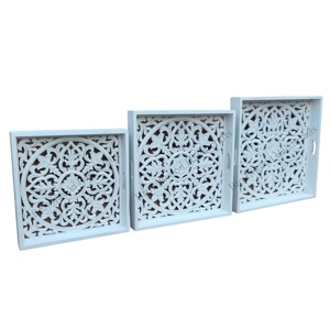 ถาดแกะสลักมือออกแบบใหม่ที่น่าสนใจถาดเสิร์ฟไม้ MDF ชุด 3 โรงแรมร้านอาหารอุปทานถาดตกแต่งอุปทานโรงงาน - Product Image 6