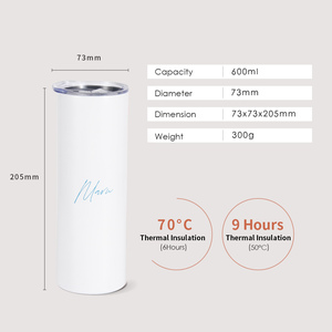 MARU High Quality 600ml/20oz <b>Double</b> <b>Wall</b> Stainless Steel Vacuum Bottle Ceramic Coating Minimalist Design 6-Hour Hot/Cold - Product Image 6