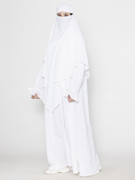 Nouvelle arrivée, robe musulmane modeste, abaya islamique blanche de luxe en polyester, imprimé gaufré, sans manches, coupe ample, pour femmes adultes