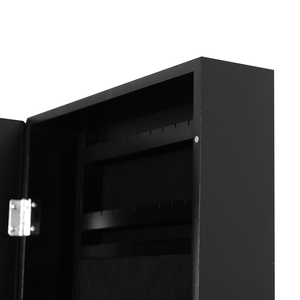 Armoire à bijoux murale HOMCOM avec crochets et compartiments en bois, armoire à bijoux à miroir pour boucles d'oreilles, colliers et - Product Image 6