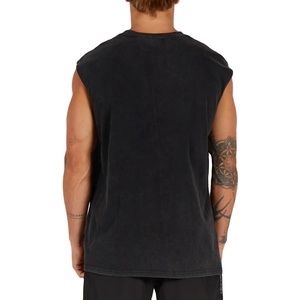 Camiseta sin Mangas de Alta Calidad Estilo Vintage Lavada para Hombre, 100% Algodón, Chaleco, Ropa Urbana - Product Image 3