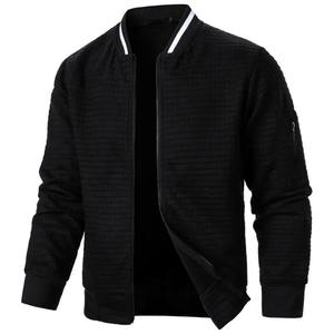Veste universitaire de couleur unie de qualité supérieure pour hommes, uniforme de baseball ample à la mode, veste bombardier en toile imperméable et coupe-vent, veste décontractée - Product Image 6