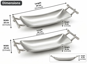 Plat de service en acier inoxydable en forme de bateau avec poignées en forme de branche, ensemble de bols durables pour la décoration de la maison - Product Image 3