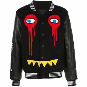 Stylish Vintage Style Men's Stand Collar Front Logo Casual Breathable Button Long Sleeve Warm Quick Dry Varsity <b>Jacket</b> - Product Image 4