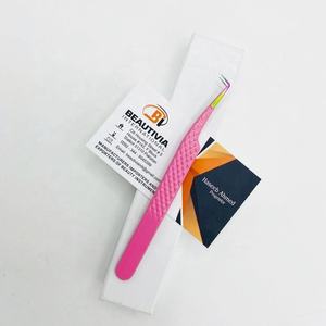 Pinzas profesionales para extensión de pestañas con agarre de diamante, pinzas para pestañas de 90 grados, Rosa bebé, arcoíris, sostenibles, de acero inoxidable - Product Image 3