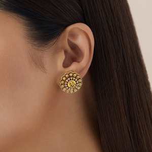 Floral <b>Stud</b> <b>Earrings</b> for Wedding Party Religious Occasions-Brass & Zinc Alloy with Zircon Pearl or Turquoise Stones - Product Image 2