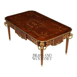 Juego de Mesa de Centro de Madera con Incrustaciones de Lujo Clásico con Detalles en Latón - Product Image 3