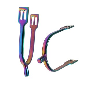 Éperons d'équitation personnalisables en acier inoxydable de haute qualité, bottes de cowboy, produit équestre, couleur arc-en-ciel - Product Image 4