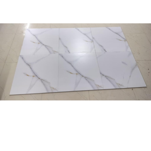 Carreaux de sol en porcelaine émaillée blanche 60x60 cm, finition mate, aspect marbre, revêtement de sol et de mur de qualité supérieure - Product Image 3