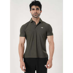 Camiseta de Manga Corta para Hombre, Color Oliva, Tejido de Punto, 95% Poliéster, 5% Elastano, Impresión por Transferencia de Calor, Secado Rápido, Corte Casual - Product Image 1