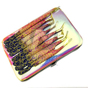 Pince à épiler professionnelle d'extension de cils en acier inoxydable avec logo personnalisé Sac DHL pointu avec revêtement en papier Yeux en PVC Western Fedex dorés - Product Image 1