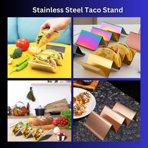 Customized Logos New Product Mexico Style Stainless Steel Taco <b>Holders</b> Wave Shape Biscuit Mexican Food Rack Pancake Cookie <b>Stand</b> - Product Image 2