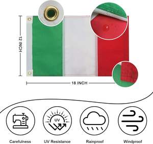 Drapeau italien 12x18 pouces, petit drapeau national italien pour bateau, couleurs vives, drapeau d'Italie avec 2 œillets en laiton, polyester imperméable - Product Image 2