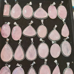 จี้โรสควอตซ์ชุบเงินสำหรับเครื่องประดับเกรดพรีเมี่ยม - Product Image 2