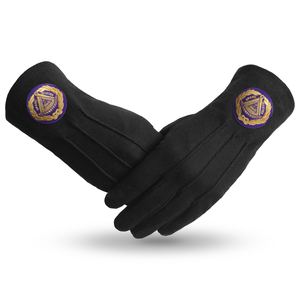 Masonic Regalia Grand Master Blue Lodge Gants Pur Coton Noir Avec Patch Violet Look Premium Et Apparence Professionnelle Porter - Product Image 1