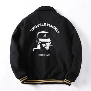 Veste rétro en coton velours côtelé tendance pour hommes Pilote d'hiver de haute qualité Coupe ample décontractée avec col montant Marque de baseball pour hommes - Product Image 4