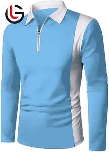 Jersey de algodón 100% para hombre, camisas de Polo de Golf, camisa de manga completa de línea Vertical Horizontal de peso de tela de punto de 180 gramos para hombre - Product Image 4