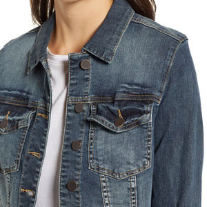 Meilleur fabricant pakistanais OEM Vestes en jean streetwear décontractées pour femmes Jeans délavés avec motif imprimé Fabriqué au Pakistan - Product Image 4