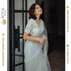 Lanzamiento exclusivo de Butterfly Mono Net Fancy Thread Work Sequence Saree Collection Fabricante por Royal Export en Surat Gujarat - Product Image 2