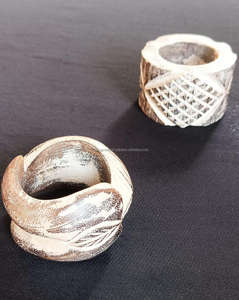 Anneaux de serviette en bois écologiques vintage en argent poli, décoration de table pour les mariages - Product Image 6