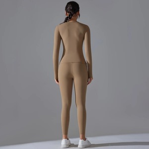 Nuevo y elegante conjunto de 2 piezas 100% algodón orgánico gimnasio entrenamiento Yoga conjunto de alta calidad transpirable mujeres chándal - Product Image 3