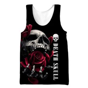 Moto Biker moda personalizada calavera impresa 3D chaleco Unisex verano Casual Tank Tops Halloween Horror Harajuku Streetwear camiseta interior - Product Image 4