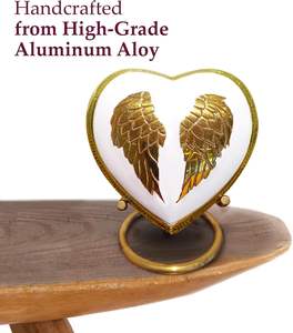 Golden Wings American Style Metal Heart Keepsake Urn with <b>Gift</b> <b>Box</b> Mini Funeral Urn From India - Product Image 3
