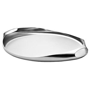 Elegante bandeja de servicio de acero inoxidable plateada utilizada para tazas de té, postres, frutas, aperitivos, Desayuno con aspecto de acabado brillante suave - Product Image 1