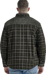 Col montant automne manches longues couleur personnalisée surdimensionné lourd 100% coton flanelle Plaid hommes veste décontracté hommes flanelle veste - Product Image 6