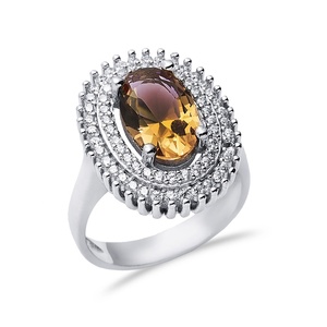 Oval Sultanite Cluster <b>Ring</b> Color-Change Stone Rhodium-Plated Turkish 925 Sterling Silver Jewelry for Wholesale buyer - Product Image 3