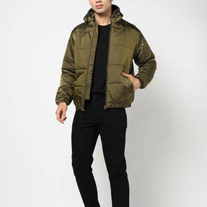 Veste matelassée en toile d'hiver pour homme avec col montant, design à capuche, fermeture éclair intégrale, imperméable et respirante, coupe confortable - Product Image 6