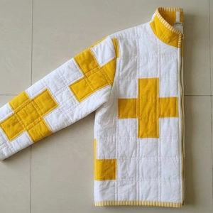 Chaqueta Casual Holgada para Hombre, Estilo Coreano, Gruesa, con Parches Blancos y Negros, de Manga Larga - Product Image 3