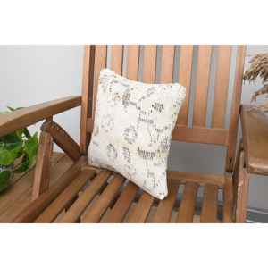 Beige Ikat Patchwork Wool <b>Pillow</b> 12x12 Inch Rustic Square Throw <b>Pillow</b> Premium for Home <b>Sofa</b> Woven Technique Portable Christmas - Product Image 3