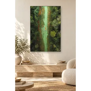 Impression sur toile Fida Green River and Canoe in the Rainforest - Product Image 1