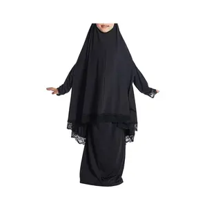 最新设计儿童Abaya透气价格合理长袖伊斯兰儿童Abaya休闲户外时装