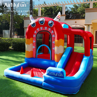 Château gonflable rouge pour enfants, usage intérieur/extérieur, 320x285x235cm, avec toboggan, jeu de lancer d'anneaux et piscine à balles, MOQ usine 50 unités