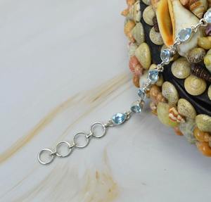 Cut Blue Topaz 925 Sterling Silver Gemstone Adjustable Bracelet November Month Birthstone Gift for Christmas 10 Stone Jewelry - Product Image 2