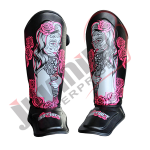 สนับแข้งสำหรับผู้หญิงทำจากหนัง PU สำหรับฝึกซ้อมมวยไทย MMA เพื่อความอบอุ่นอุปกรณ์ป้องกันหน้าแข้งและขาสไตล์มืออาชีพ - Product Image 1