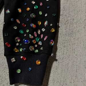 Vente en gros de streetwear de haute qualité en éponge française 100% coton avec étiquette de ligne noire imprimée bouffante LOGO personnalisé sweats avec strass pour hommes - Product Image 6