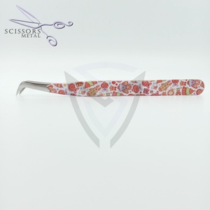 Pince à épiler pour extensions de cils SM, vente chaude, personnalisée, revêtement en poudre rose et pointe argentée, avec emballage en pochette, durable - Product Image 4