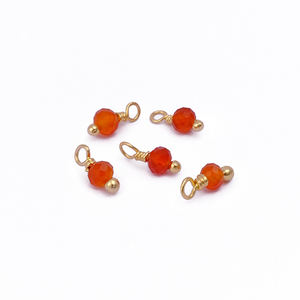 Conector de latón de un solo aro con gema de cornalina, componentes étnicos chapados en oro con cuentas, dijes para hacer colgantes envueltos en alambre, precio bajo - Product Image 2