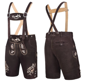 Premium Quality <b>Men's</b> Bavarian <b>Leather</b> <b>Trousers</b> Traditional Lederhosen Adjustable Suspenders Genuine Mid Dark Embroidered - Product Image 4